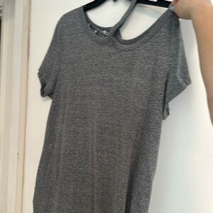 Pam & Gela heathered gray short sleeve shoulder cut out size L